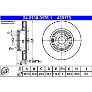 ATE 430176 brake disc 24.0130-0176.1, set of 2 - Brake Disc