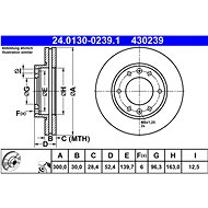 ATE 430239 brake disc 24.0130-0239.1, set of 2 - Brake Disc