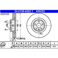 ATE 430222 brake disc 24.0130-0222.1, set of 2 - Brake Disc