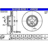 ATE 430250 brake disc 24.0130-0250.1, set of 2 - Brake Disc
