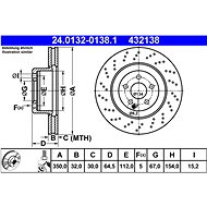 ATE 432138 brake disc 24.0132-0138.1, set of 2 - Brake Disc