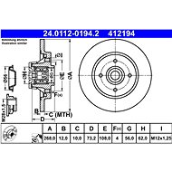 ATE 412194 brake disc 24.0112-0194.2, set of 2 - Brake Disc