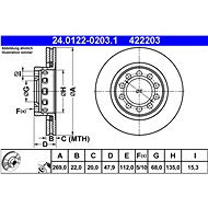 ATE 422203 brake disc 24.0122-0203.1, set of 2 - Brake Disc