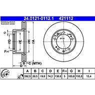 ATE 421112 brake disc 24.0121-0112.1, set of 2 - Brake Disc
