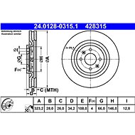 ATE 428315 brake disc 24.0128-0315.1, set of 2 - Brake Disc