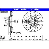 ATE 432180 brake disc 24.0132-0180.1, set of 2 - Brake Disc