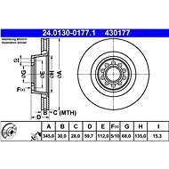 ATE 430177 brake disc 24.0130-0177.1, set of 2 - Brake Disc