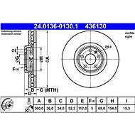 ATE 436130 brake disc 24.0136-0130.1, set of 2 - Brake Disc