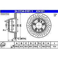 ATE 434101 brake disc 24.0134-0101.1, set of 2 - Brake Disc