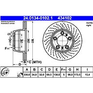 ATE 434102 brake disc 24.0134-0102.1, set of 2 - Brake Disc