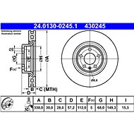 ATE 430245 brake disc 24.0130-0245.1, set of 2 - Brake Disc