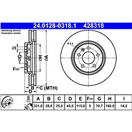 ATE 428318 brake disc 24.0128-0318.1, set of 2 - Brake Disc