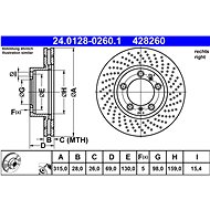 ATE 428260 brake disc 24.0128-0260.1, set of 2 - Brake Disc