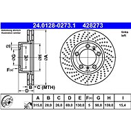 ATE 428273 brake disc 24.0128-0273.1, set of 2 - Brake Disc