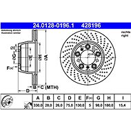 ATE 428196 brake disc 24.0128-0196.1, set of 2 - Brake Disc