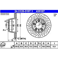 ATE 428197 brake disc 24.0128-0197.1, set of 2 - Brake Disc