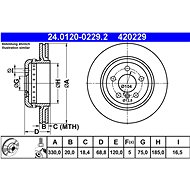 ATE 420229 brake disc 24.0120-0229.2, set of 2 - Brake Disc