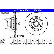 ATE 434100 brake disc 24.0134-0100.1, set of 2 - Brake Disc