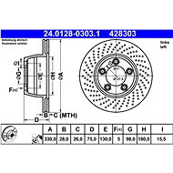 ATE brake disc 24.0128-0303.1, set of 2 - Brake Disc