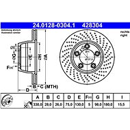 ATE brake disc 24.0128-0304.1, set of 2 - Brake Disc