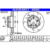 ATE 428283 brake disc 24.0128-0283.1, set of 2 - Brake Disc