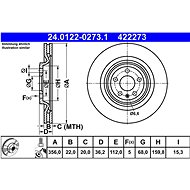 ATE 422273 brake disc 24.0122-0273.1, set of 2 - Brake Disc