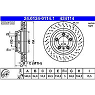 ATE 434114 brake disc 24.0134-0114.1, set of 2 - Brake Disc