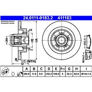 ATE 411183 brake disc 24.0111-0183.2, set of 2 - Brake Disc