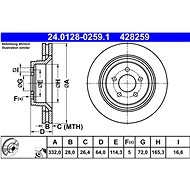 ATE 428259 brake disc 24.0128-0259.1, set of 2 - Brake Disc