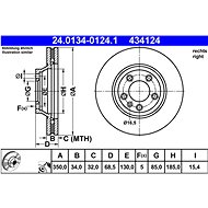 ATE 434124 brake disc 24.0134-0124.1, set of 2 - Brake Disc