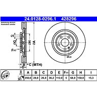 ATE 428296 brake disc 24.0128-0296.1, set of 2 - Brake Disc