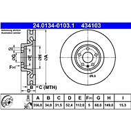 ATE 434103 brake disc 24.0134-0103.1, set of 2 - Brake Disc