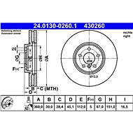 ATE brake disc 24.0130-0260.1, set of 2 - Brake Disc