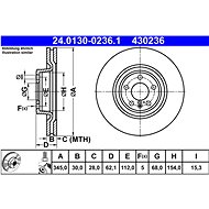 ATE 430236 brake disc 24.0130-0236.1, set of 2 - Brake Disc