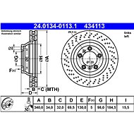 ATE 434113 brake disc 24.0134-0113.1, set of 2 - Brake Disc