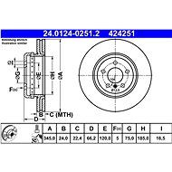 ATE 424251 brake disc 24.0124-0251.2, set of 2 - Brake Disc