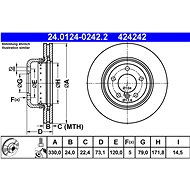 ATE 424242 brake disc 24.0124-0242.2, set of 2 - Brake Disc