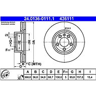 ATE 436111 brake disc 24.0136-0111.1, set of 2 - Brake Disc