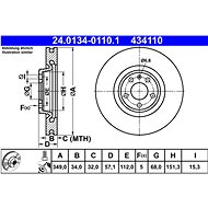 ATE 434110 brake disc 24.0134-0110.1, set of 2 - Brake Disc
