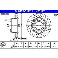 ATE 428172 brake disc 24.0128-0172.1, set of 2 - Brake Disc