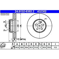 ATE 432302 brake disc 24.0132-0302.2, set of 2 - Brake Disc