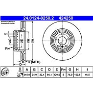 ATE 424250 brake disc 24.0124-0250.2, set of 2 - Brake Disc