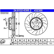 ATE 432300 brake disc 24.0132-0300.2, set of 2 - Brake Disc