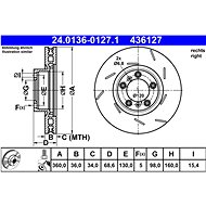 ATE 436127 brake disc 24.0136-0127.1, set of 2 - Brake Disc