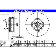 ATE 424262 brake disc 24.0124-0262.2, set of 2 - Brake Disc