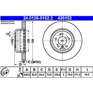 ATE 426152 brake disc 24.0126-0152.2, set of 2 - Brake Disc