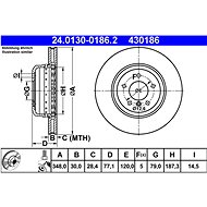 ATE 430186 brake disc 24.0130-0186.2, set of 2 - Brake Disc