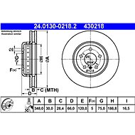 ATE 430218 brake disc 24.0130-0218.2, set of 2 - Brake Disc