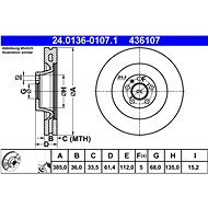 ATE 436107 brake disc 24.0136-0107.1, set of 2 - Brake Disc