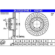ATE 432140 brake disc 24.0132-0140.1, set of 2 - Brake Disc